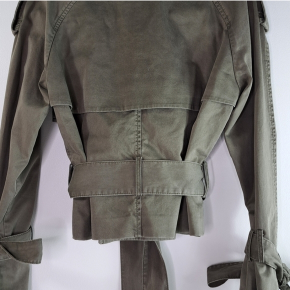 Anine Bing Twill Aria Military Green Cropped Trench Coat Size XS - Picture 8 of 16